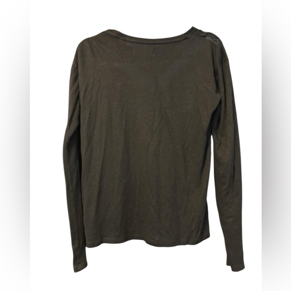 Superdry Black Knit Shirt V Neck Lace Detail Long Sleeve Tee Size 6 - Picture 2 of 5